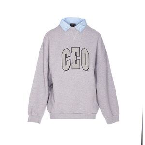 Balenciaga Women Ceo Team Logo Shirt Collar Sweater